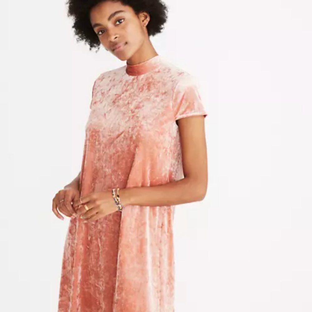 NWOT Madewell Blush Pink Velvet Shift Dress